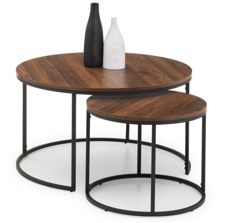 Belle Coffee Tables Walnut with Black Legs