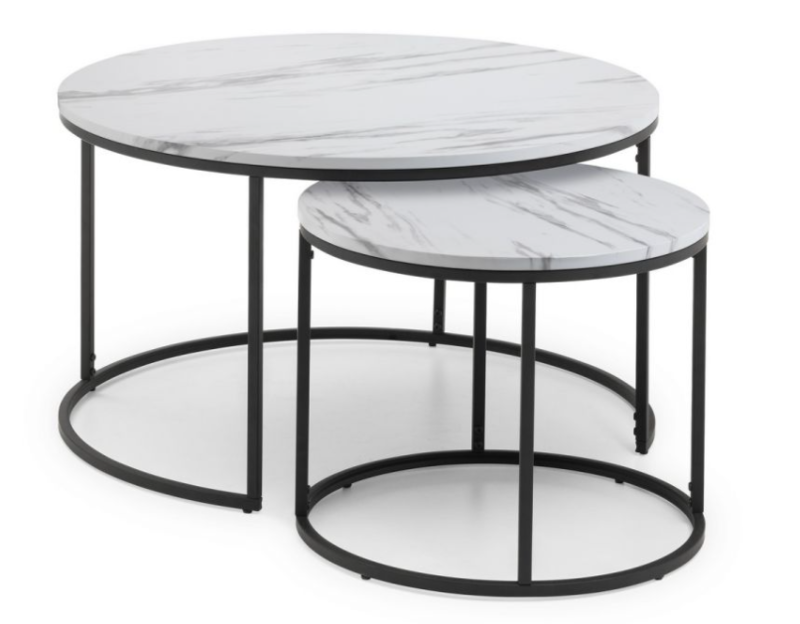 Belle Coffee Tables Marble with Black Legs