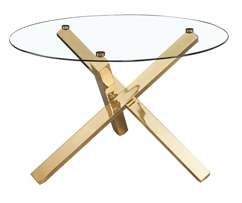 Cara 4 Seat Dining Table Glass with Gold Legs