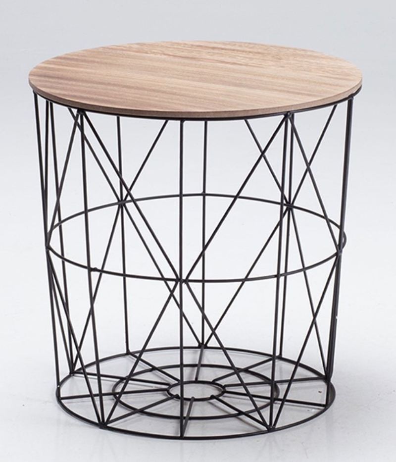 Cosmic Lamp Table Black metal with Oak top