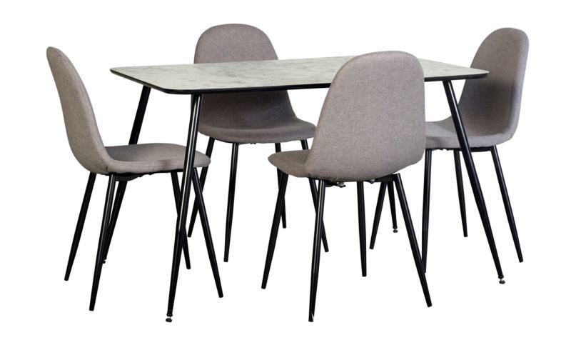 Detroit 4 Seat Dining Set White Marble