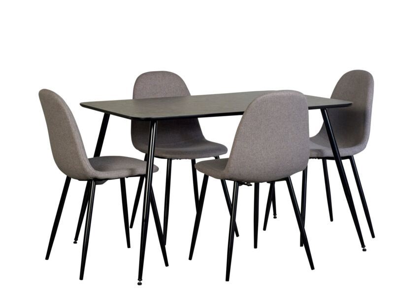 Detroit 4 Seat Dining Set Walnut Marble