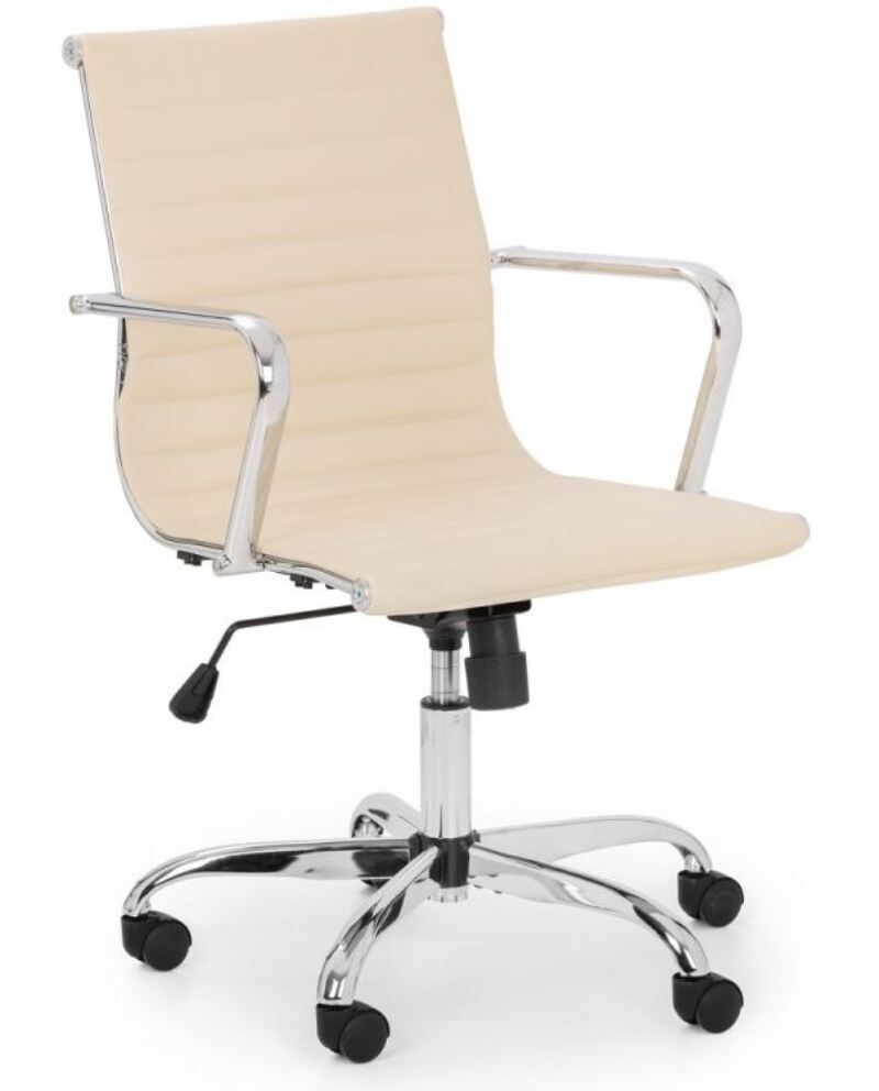 Georgia Desk Chair Ivory & Chrome