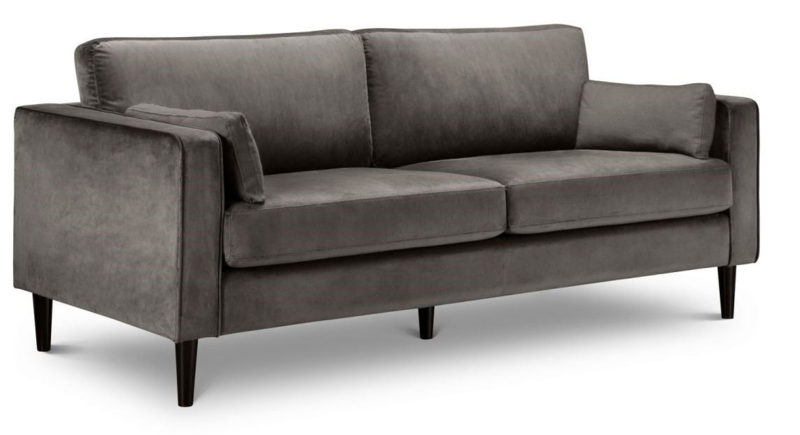 Howard 3 Seat Sofa Grey Velvet