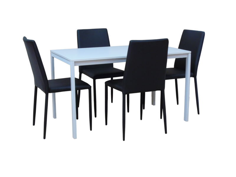 Milan 4 Seat Dining Set 4 Set with 4 Black Jazz chairs