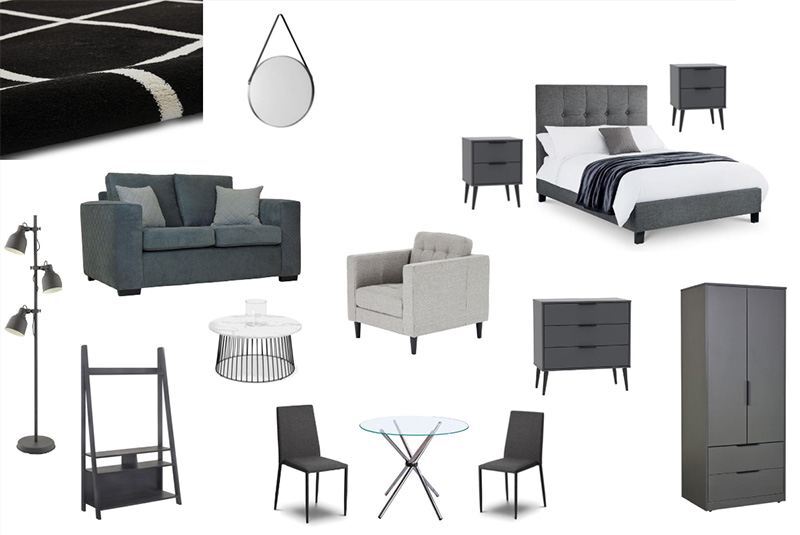 Monochrome Furniture Package One Bed