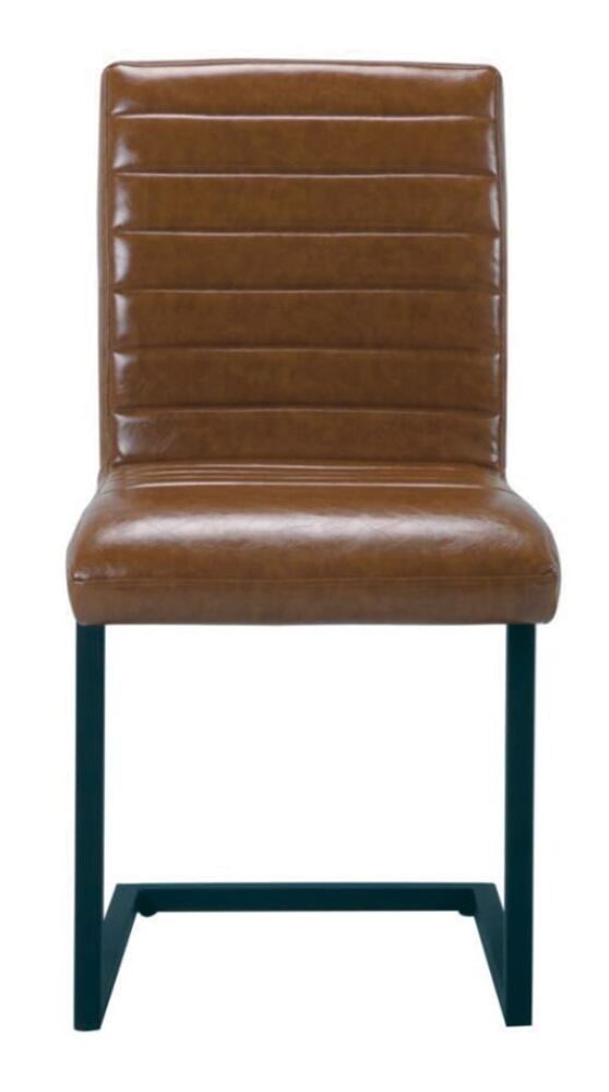 Hannah Dining Chair Brown Faux Leather with Black Metal Frame