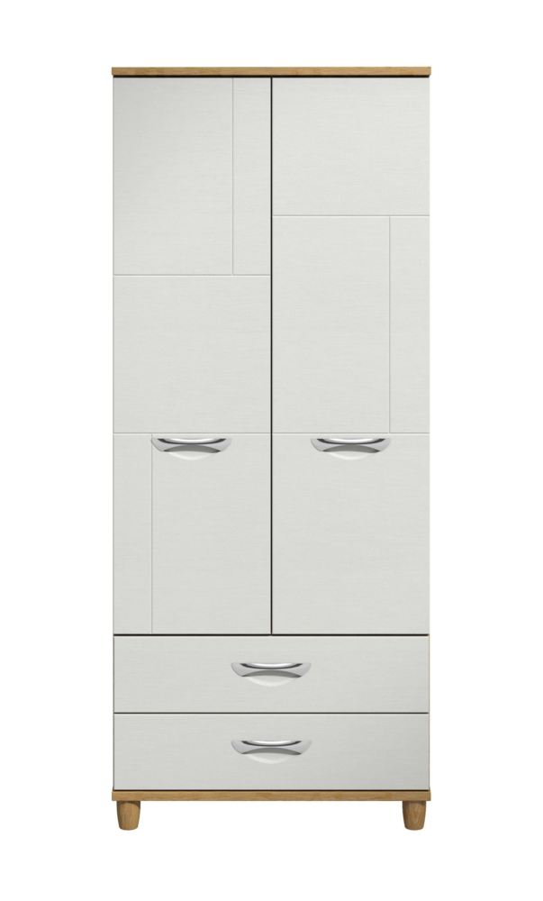 Monza 2 Door 2 Drawer Wardrobe Oak and White 