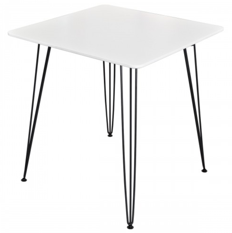 Motown 2 Seat Dining Table White with Black Legs