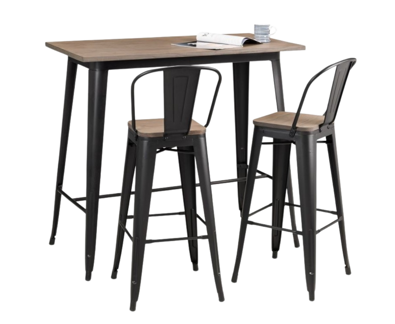 New York 2 Seat Bar Table Set Walnut