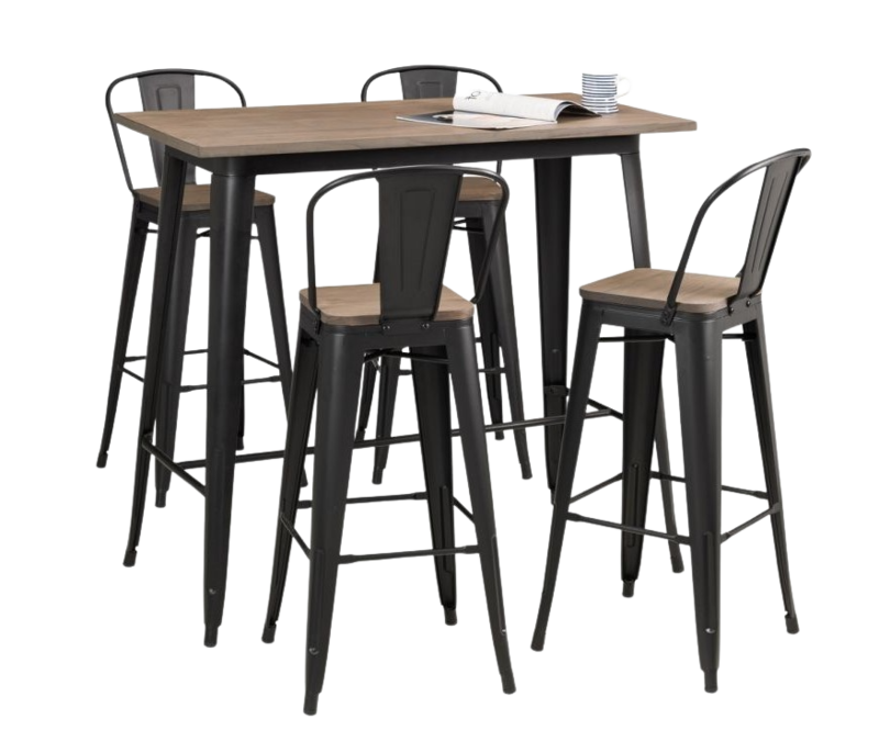 New York 4 Seat Bar Table Set Walnut