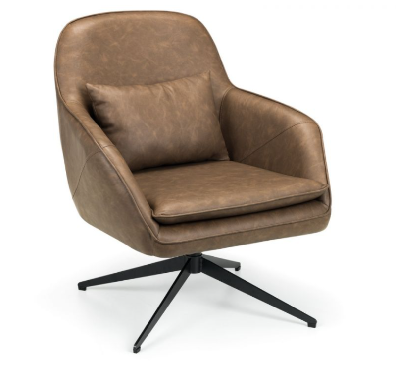 David Swivel Chair Brown Soft Faux Leather