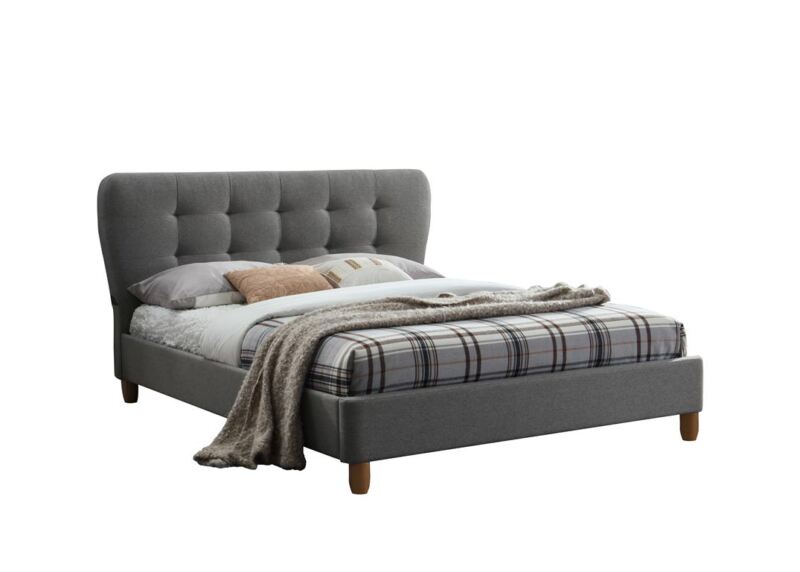 Stockholm 5"0 Bed Frame Grey Fabric
