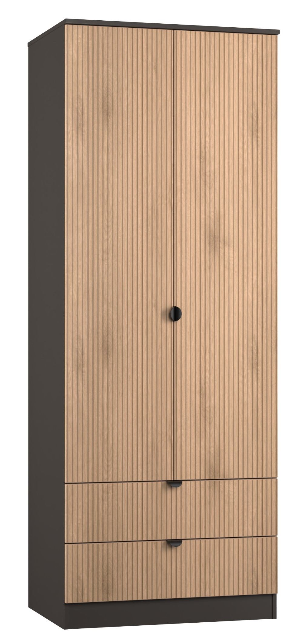 Bali 2 Door 2 Drawer Wardrobe Oak and Black